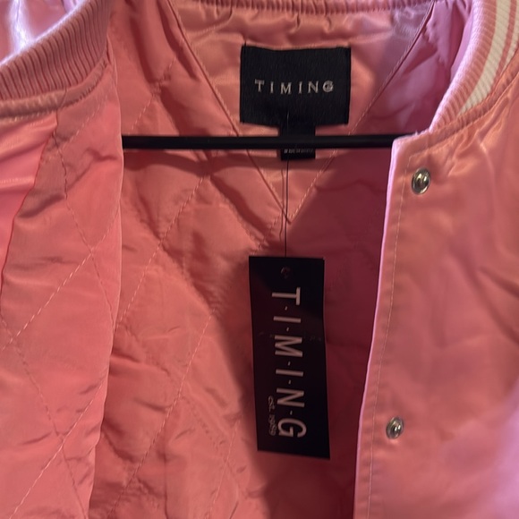 Pink Cropped Varsity Jacket - Picture 2 of 3